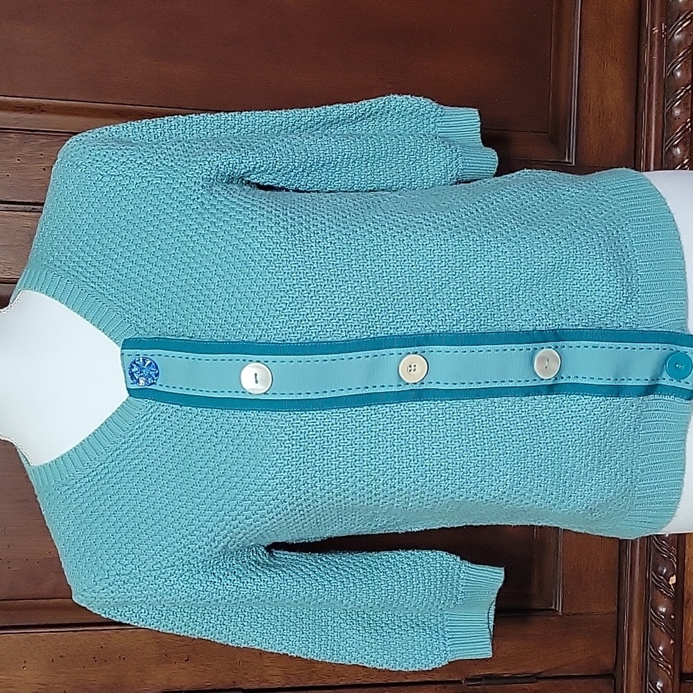 Boden Teal Button-Up Sweater